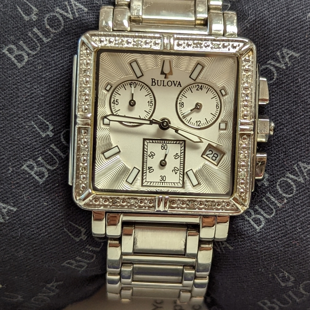 Woman's Bulova diamond chronograph watch ( free shipping) New batteries 11/08